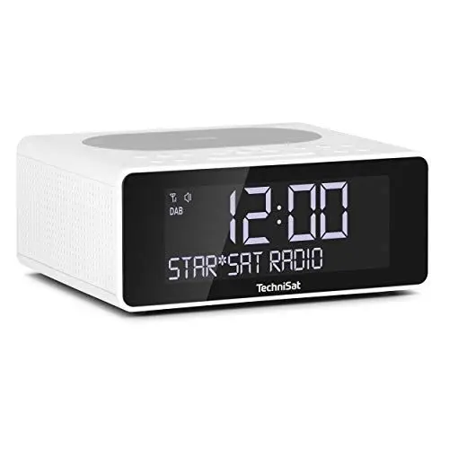 Produktbild: TechniSat DIGITRADIO 52 – Stereo DAB Radiowecker (Uhrenradio, Wecker, DAB+, UKW, Snooze-Funktion, Sleeptimer, dimmbares Display, Wireless-Charging Funktion, Stereo Lautsprecher 2 x 1 W) weiß