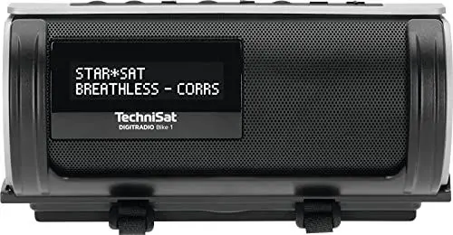 Produktbild: TechniSat DIGITRADIO Bike 1 – DAB+ Fahrrad Radio (DAB, UKW, IP65 wasserabweisendes Gehäuse, OLED-Display, Bluetooth-Audiostreaming, Universalhalterung für Lenker/Rahmen, Akku, 2 Watt) schwarz/silber