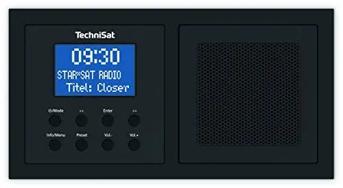Produktbild: TechniSat DIGITRADIO UP 1 - DAB+ Unterputzradio zur Anbringung in jeder Doppel Unterputzdose (DAB, UKW, Bluetooth-Empfang, dimmbares LCD-Display, Wecker, Sleeptimer, 2 Watt RMS, Equalizer) schwarz