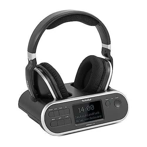 Produktbild: TechniSat STEREOMAN 2 DAB+ - kabelloser 2,4GHz Funkkopfhörer (mit Dockingstation, DAB+/UKW-Radioempfang, für Fernseher und Musikanlagen) schwarz