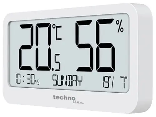 Produktbild: techno line WS9455, Hygrometer, Thermometer, Luftfeuchtigkeitsmesser, digitales Raumthermometer, Temperaturstation