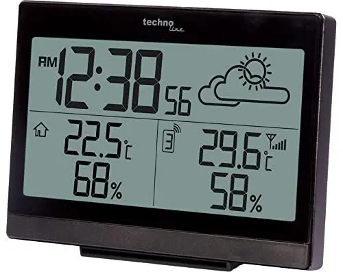 Produktbild: Technoline WS 9252 Wetterstation mit Vorhersage der Wetterlage, sowie Innen und Außentemperatur, schwarz, 140x47x100cm