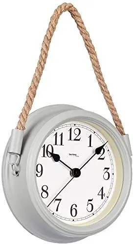 Produktbild: Technoline WT7130 Lifestyle Wanduhr WT 7130, Dekorative Wanduhr, Nostalgie, Maritim, mit Kordel, grau, 22 cm