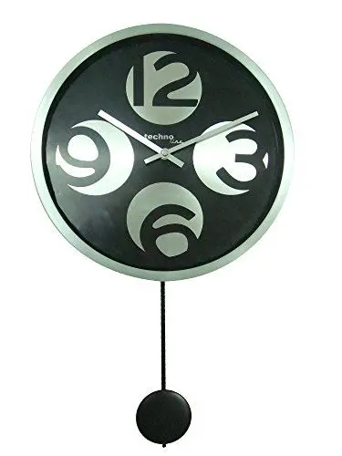 Produktbild: Technoline, WT 1030 Wanduhr mit Pendel, Ø 30cm, schwarz-Silber