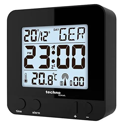 Produktbild: Technoline schwarz WT 235-Funkwecker mit Touchsensor, Plastik, 8 x 2.5 x 8 cm