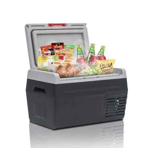Produktbild: Techomey 20L Kühlbox 12V 230V, Mini-Kühlbox mit Anti-Schütteln, leise Auto-Kühlbox mit Kompressor für Auto, LKW, Boot, Wohnmobil, -20℃-20℃