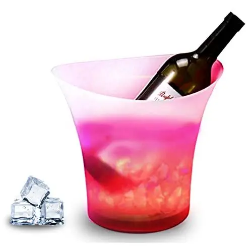 Produktbild: Techomey LED-Eiskübel für Partys, 5 l, Champagner-Eiskübel mit wechselnden Farben für Zuhause, Bar, Outdoor, beleuchteter Eiskübel, Bierkübel zum Kühlen von Champagner, Wein, Getränken