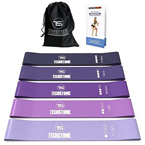 Produktbild: TechStone Widerstandsbänder Set für Männer und Frauen 5 Stück verschiedene Widerstandsstufen Elastisches Band für Home Gym Lange Übung Workout-Tolles Fitnessgerät für Training Yoga -Gratis Tragetasche