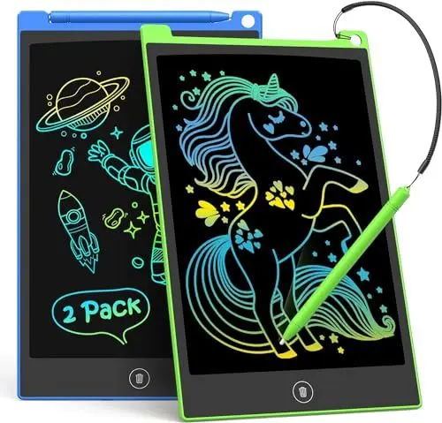 Produktbild: TECJOE 2-Pack LCD Schreibtablett, 10-Zoll buntes Doodle Board für Kinder, elektronische Zeichnung Tablet Zeichnung Pads, Geschenke für 3–6-Jährige (Blau und Grün)