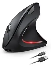 Produktbild: TECKNET Wiederaufladbar Ergonomische Maus Kabellos, 2.4G Optische Vertikale Maus Ergonomisch, 5 Einstellstufen bis 4800DPI, Leise Wireless Vertical Mouse mit 6 Tasten für Laptop, PC, Windows, Mac OS