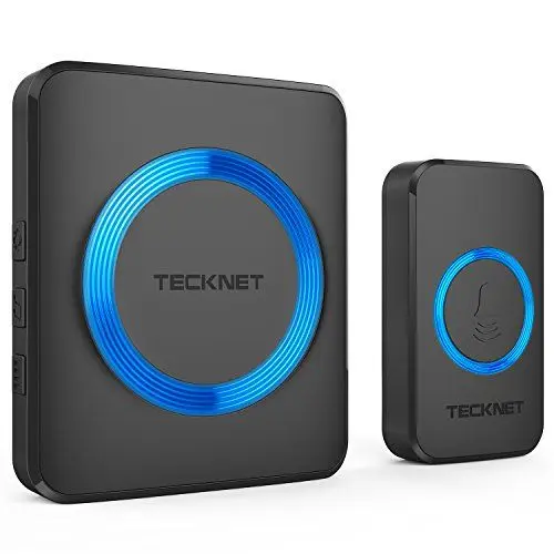 Produktbild: TECKNET Funkklingel, IP65 Funk klingel Set Aussen Wasserdicht, Kabellose Türklingel 400m Reichweite, Haustür Klingel kit mit 1 Plug-In-Empfänger und 1 Sender, 60 Melodien doorbell Mit LED-Blitz