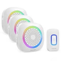 Produktbild: TECKNET Funkklingel, Kabellose Türklingel mit RGB Licht, IP66 Wasserdicht Außen Funkklingel Batteriebetrieben, 400m Reichweite, 60 Melodien, Funk Klingel Haustür Kit mit 4,5 Jahre Lebensdauer