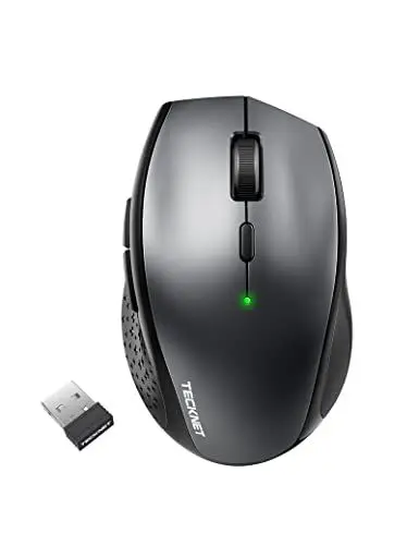 Produktbild: TECKNET Bluetooth Maus, 4800 DPI Maus Kabellos (Tri-Mode: BT 5.0/3.0 2.4G), Leise Funkmaus mit USB-Empfänger für Laptop PC Computer, Mac OS, Android, Windows