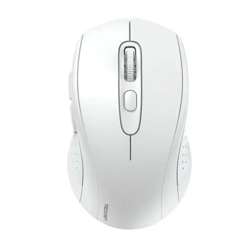 Produktbild: TECKNET Bluetooth Maus, 4000 DPI Maus Kabellos (Tri-Mode: BT 5.0/3.0+2.4GHz) Funkmaus mit USB-Empfänger, Ergonomische Tragbare Mouse Bluetooth für Laptop PC Computer, Mac OS, Android, Windows, Weiß