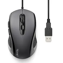 Produktbild: TECKNET Maus mit Kabel, 6400DPI Optical Business Mouse Ergonomische Kabelgebundene Maus mit 6 Tasten, 4 Verstellbare DPI Level, USB-Plug & Play, für Laptop/PC/Mac - Grau