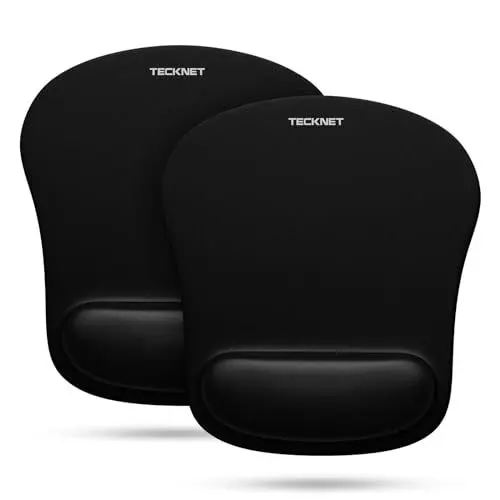 Produktbild: TECKNET Mauspad mit Gelkissen, Memory Foam Mousepad Ergonomisches Wasserdicht Komfort Mausmatte mit Handgelenkpolster Handauflage für Alle Maus Offfice Heim Computer Laptop, 2 Pack