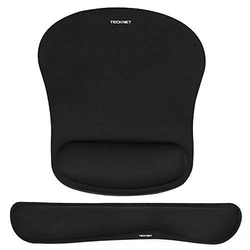 Produktbild: TECKNET Mauspad mit Handauflage, Gelkissen Mousepad und Ergonomische Memory Foam Tastatur Handgelenkauflage Set, Wasserdicht Mausunterlage für Computer und Laptop, Schwarz