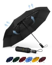 Produktbild: TECKNET Regenschirm Sturmfest für Regen, Automatik Groß Taschenschirm mit 10 Rippen, 104 cm Windsicher Schirm, Faltbar Kompakte Reise Golf Umbrella für Herren und Damen, Schwarz