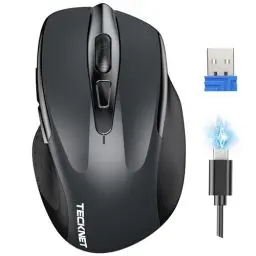 Produktbild: TECKNET Silent Kabellose Maus, Wiederaufladbar Funkmaus 4800 DPI, 2,4 GHz Optische Computer Maus für Laptop, PC, Mac, 6 Tasten, Grau
