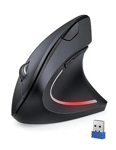 Produktbild: TECKNET Wireless Vertikale Ergonomische Maus, 4800 DPI 5 Tasten Kabellose Optische Maus, 2.4G USB Vertical Ergonomic Optical Mouse Kabellos für Windows und Mac OS