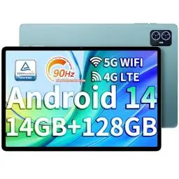 Produktbild: TECLAST M50 90Hz Tablet 10+Zoll Android 14, 14GB RAM+128GB ROM（4TB TF） 4G LTE+5G WLAN, Unisoc Octa-Core A75 CPU, 5MP+13MP, 1280 * 800HD, Type-C/Bluetooth 5/GMS/5-GPS/Widevine L1/3.5MM Audio (2024)