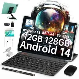 Produktbild: TECLAST P50S Tablet 11 Zoll Android 14 Tablets mit Tastatur 10-Teiliges Set, 12GB RAM+128GB ROM（4TB TF） 2.4G+5G WLAN, Unisoc Octa-Core A75 CPU, 5+13MP, 8000mAh, GPS/GMS/WidevineL1/3.5MM (2025)