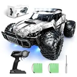 Produktbild: Tecnock Ferngesteuertes Auto 1:16 mit Scheinwerfer und Fahrgestellbeleuchtung, All Terrain Off Road RC Monstertruck 2,4GHz Spielzeug, 2 Akku für 70 Min. Laufzeit - Geschenk für Erwachsene Kinder