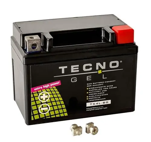 Produktbild: TECNO-GEL Motorrad-Batterie für YTX4L-BS, 12V Gel-Batterie 4Ah (DIN 50314), 114x69x87 mm