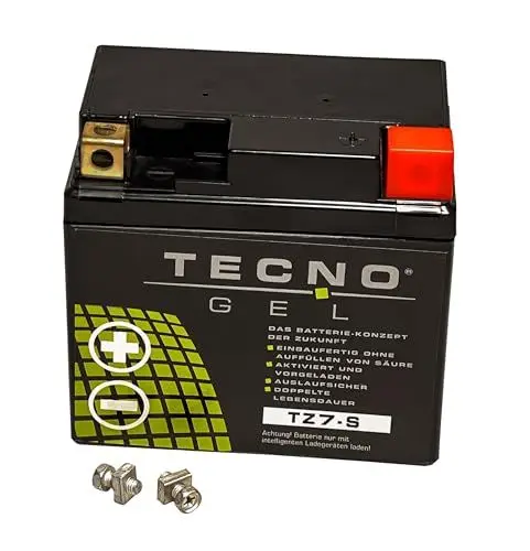 Produktbild: TECNO-GEL Motorrad-Batterie für YTZ7-S, 12V Gel-Batterie 6Ah (DIN 50616), 114x71x106 mm