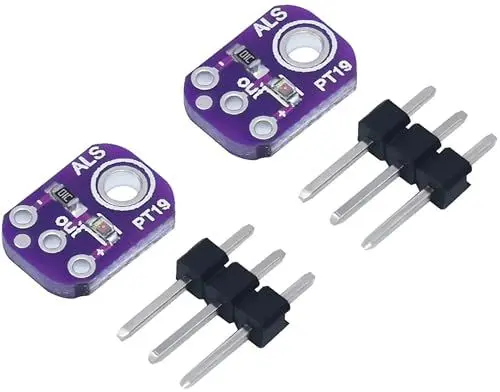 Produktbild: TECNOIOT 2 Stück analoges Lichtsensormodul ALS-PT19 High Dynamic Range Lichtsensor