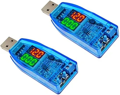 Produktbild: TECNOIOT 2pcs Dual LED DC-DC 5V bis 1V-24V USB Step Up Down Buck Boost Converter Netzteil