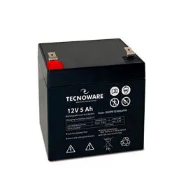 Produktbild: Tecnoware Power Systems - Ersatzbatterie für USV, Videoüberwachung und Alarmsysteme | 12V 5Ah Kapazität | Faston-Anschluss 6.3 mm | Wartungsfrei | Kompakte Abmessungen 9x10x7 cm, weiß, 5Ah