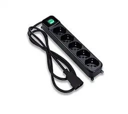 Produktbild: Tecnoware Power Systems - Steckdosenleiste mit Sicherheitsschutz, 5 um 45° geneigte Steckdosen, Leuchtschalter, Kindersicherung, IEC C14 Stecker, Schwarz, 5 Schuko/Italien Steckdosen, Kunststoff