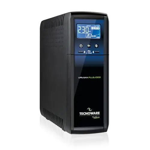 Produktbild: Tecnoware Power Systems - UPS EXA PLUS 1000 , Unterbrechungsfreie Stromversorgung für Gaming-PCs und Konsolen , AVR-Technologie , 10 Min Autonomie für PC , 30 Min für Konsole , 1000VA , Metall