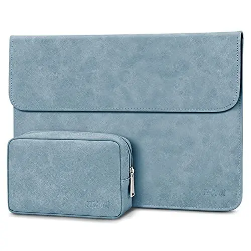 Produktbild: TECOOL 12.3-13 Zoll Laptop Hülle Tasche Leder Schutzhülle und Zubehörtasche für MacBook Air 13 M2 A2681/M1 A2337/A1932/A2179 2022 2018-2020, 2016-2022 MacBook Pro 13 M1 M2,XPS 13, Surface Pro-Blau