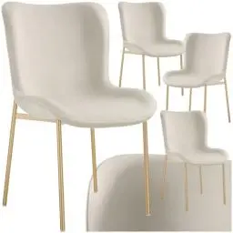 Produktbild: tectake® 4er Set Stuhl, Samtstoff Esszimmerstühle, Polsterstuhl Sessel für Küche, Wohnzimmer, Esstisch, Schminktisch, als Cocktailsessel, Dining Chair, Möbel für Esszimmer - Samt beige/Gold