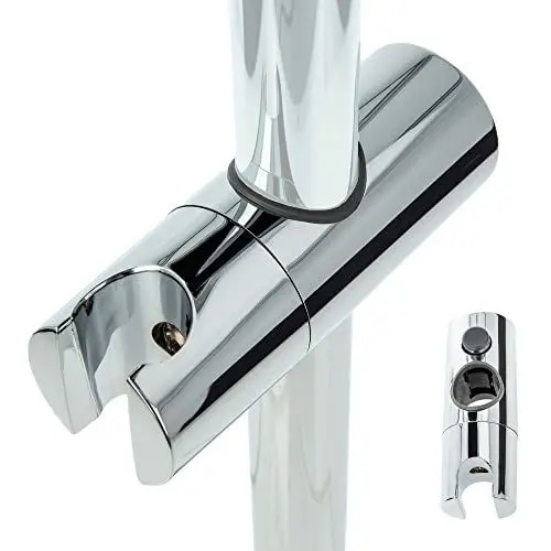 Produktbild: tecuro Gleiter Schieber Brausehalter mit Drucktastenfunktion, 360° drehbar für Wandstange 22 mm verchromt