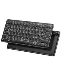 Produktbild: TECURS Kabellose Bluetooth Tastatur mit 3 Bluetooth Kanälen, Ultraflache Tragbare Wiederaufladbare Mini Tastatur Kabellos, Deutsches Layout QWERTZ Tastatur für Windows/Android/Mac/iOS, Schwarz