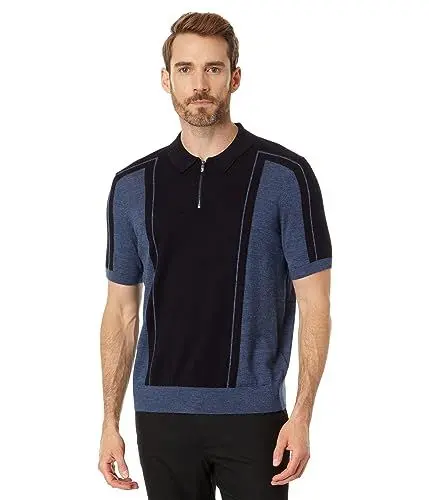 Produktbild: Ted Baker Herren Merino-Poloshirt mit Reißverschluss am Kragen, Blau, 3XL