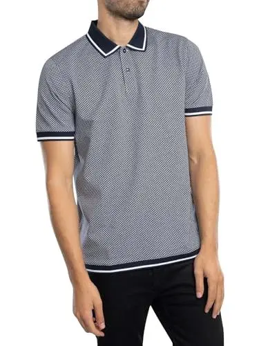 Produktbild: Ted Baker Herren Poloshirt mit normaler geometrischer Textstruktur, Blau, M