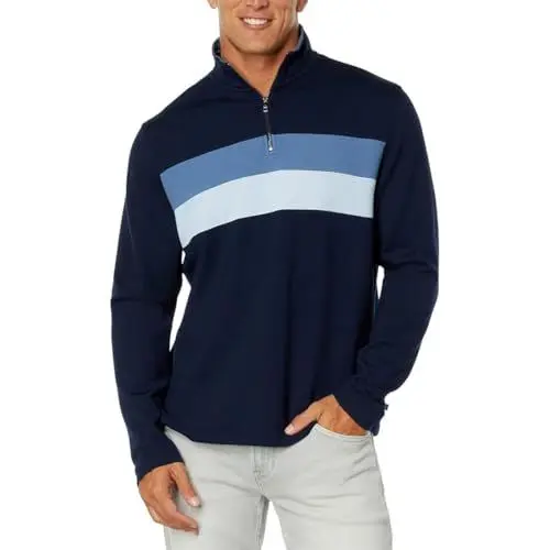 Produktbild: Ted Baker Herren Sweatshirt „Veller“ in normaler Passform mit halbem Reißverschluss, Blau, 3XL