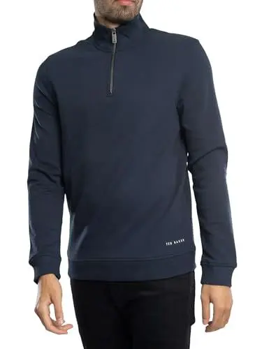 Produktbild: Ted Baker Herren Sweatshirt mit Stehkragen und halbem Reißverschluss, Blau, L