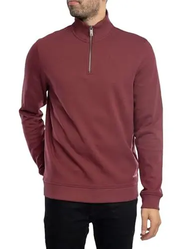 Produktbild: Ted Baker Herren Sweatshirt mit Stehkragen und halbem Reißverschluss, rot, M