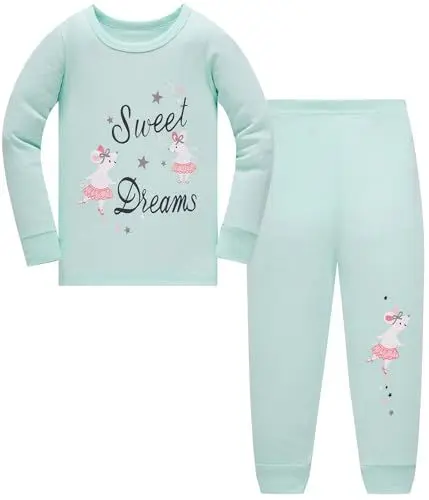 Produktbild: TEDD Mädchen Schlafanzug Baumwolle Süß Einhorn Langarm Zweiteiliger Schlafanzüge Set Kinder Nachtwäsche Winter Weihnachten Pyjama Größe 11-12 Jahre