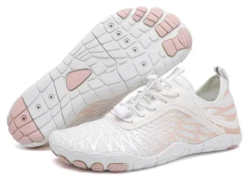 Produktbild: Teechodina Unisex Traillaufschuhe Herren Damen Wanderschuhe Barfußschuhe Laufschuhe Knit Sneaker Fitnessschuhe Fivefinger Zehenschuhe, AA-Weiß, 41