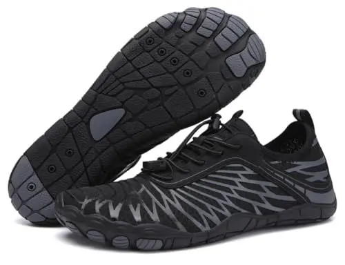 Produktbild: Teechodina Unisex Traillaufschuhe Herren Damen Wanderschuhe Barfußschuhe Laufschuhe Knit Sneaker Fitnessschuhe Fivefinger Zehenschuhe, AC-Schwarz, 40