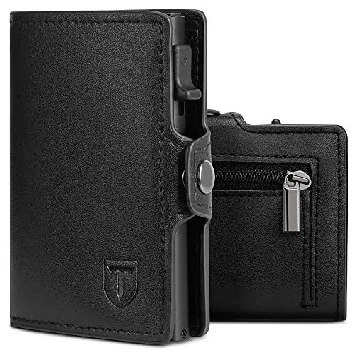 Produktbild: TEEHON Geldbörse Herren | Slim Wallet Kreditkartenetui | Kartenhalter Geldbeutel Herren |Portemonnaie mit RFID Schutz| Münzfach (B-Schwarz)…