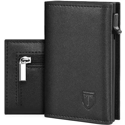 Produktbild: TEEHON Geldbörse Herren - Magnetischer Slim Wallet mit Münzfach & RFID Schutz & ID-Fenster - Leder Portmonee Geldbeutel kartenetui für Karten - kreditkartenetui Herren Klein - Kartenhalter Schwarz