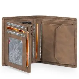 Produktbild: TEEHON Geldbörsen Herren, RFID-blockierende Leder Portmonee Herren mit 12 kartenetui, 1 Ausweisfenster & Fotofenster, Münzfach mit Knopf, 2 Geldscheinfächern, Slim Wallet mit Geschenkbox – Braun