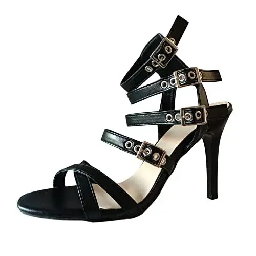 Produktbild: TEEKU Damenschuhe Übern Flach Lace-up Casua Fashion Atmungsaktive Sandalen Heels Schuhe Damen High Damen High Heels (Black, 40)